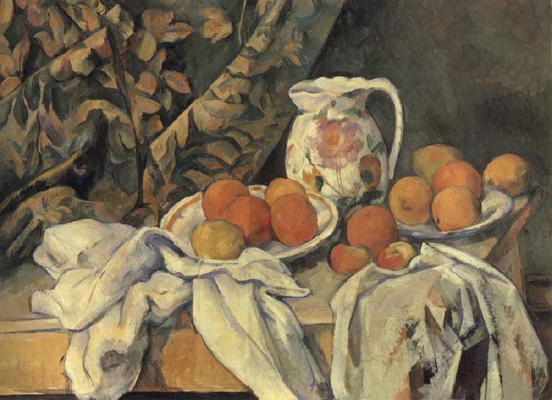 Paul Cezanne Still Life with Curtain Norge oil painting art